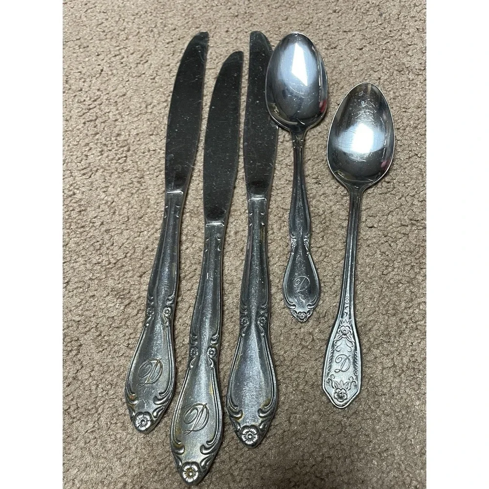 Customcraft Stainless Steel 5 Flatware Monogram 